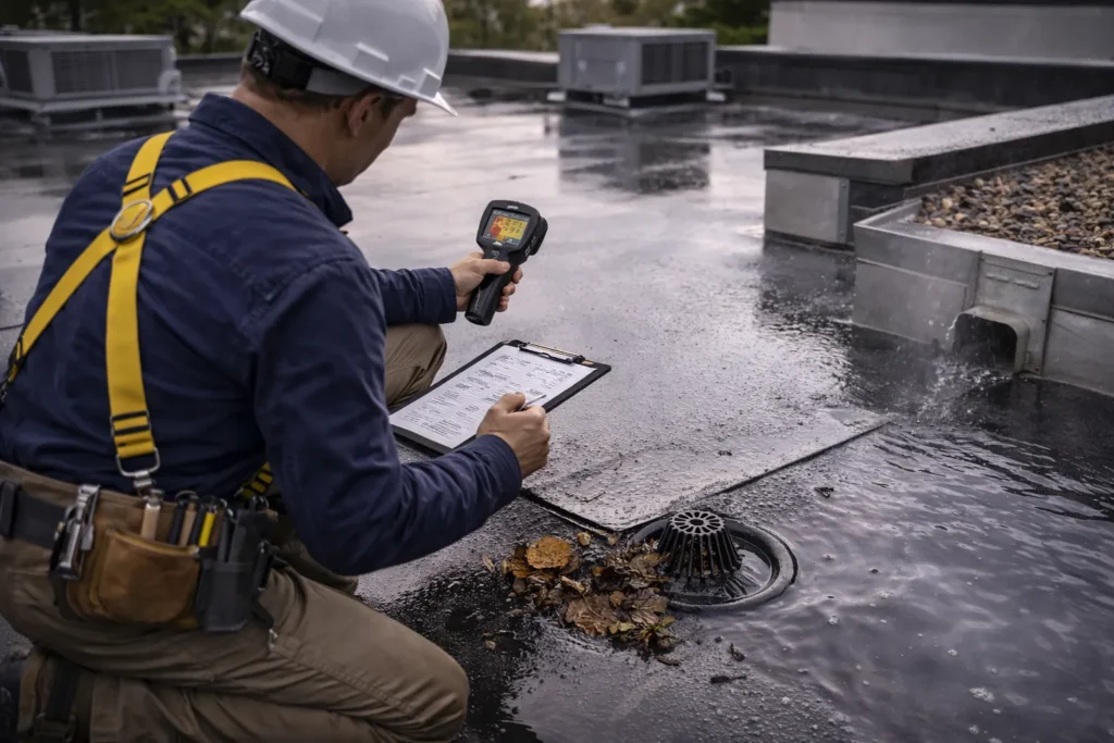 Roof maintenance and drainage clearing