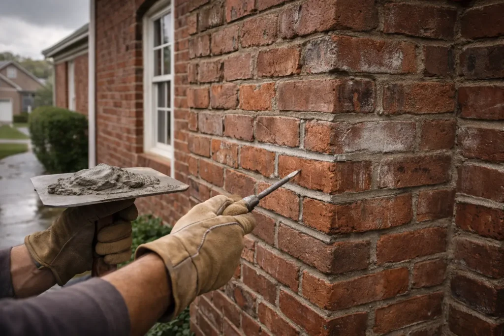 Brick repair after the rain