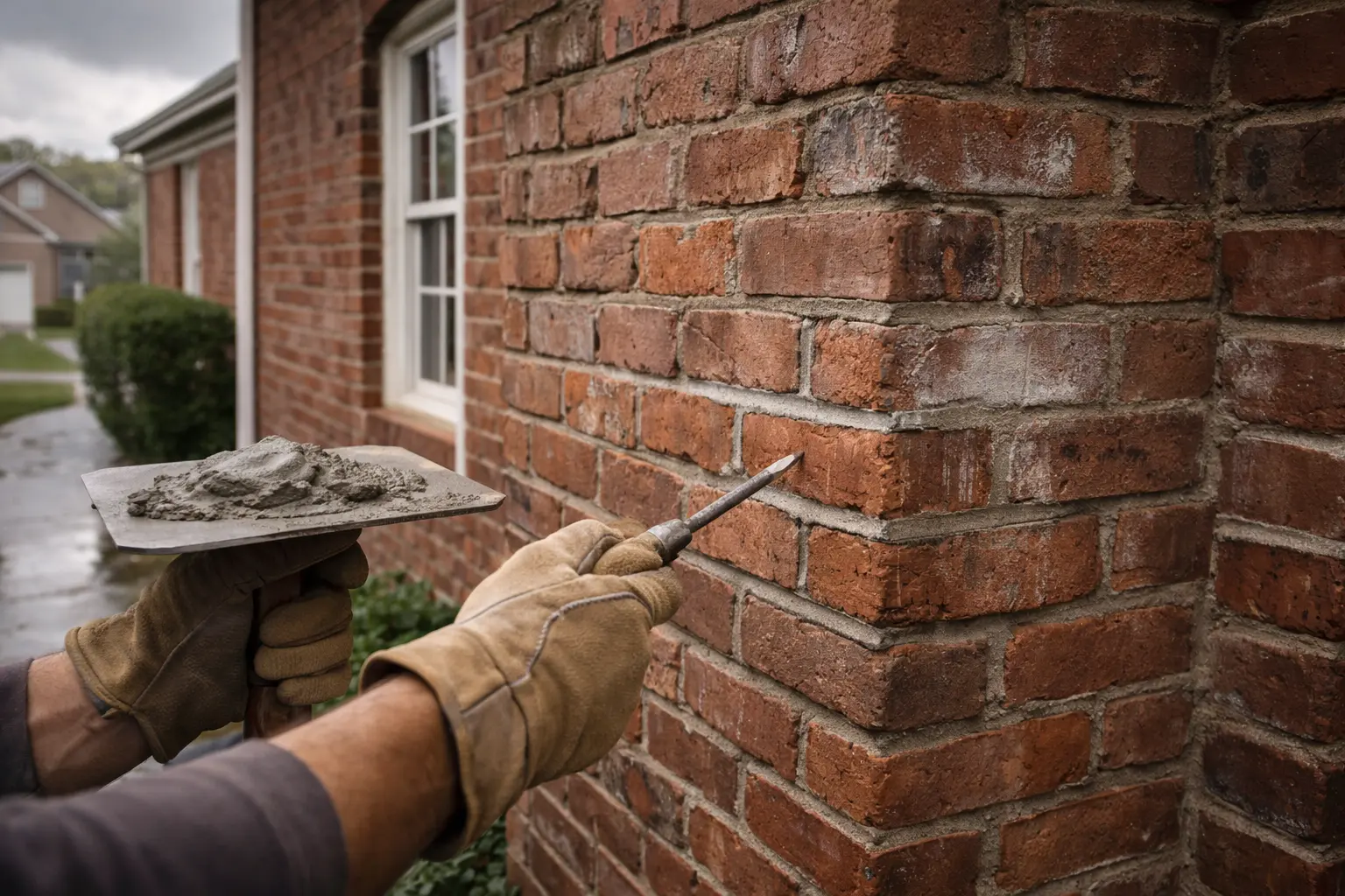 Brick repair after the rain