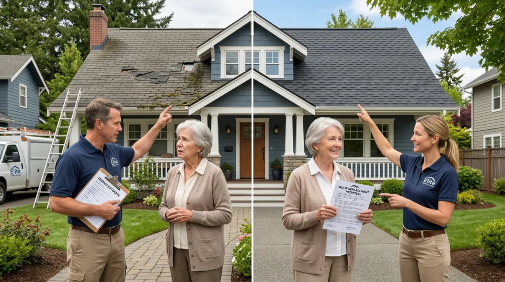 Roof Repair vs Replacement Concept