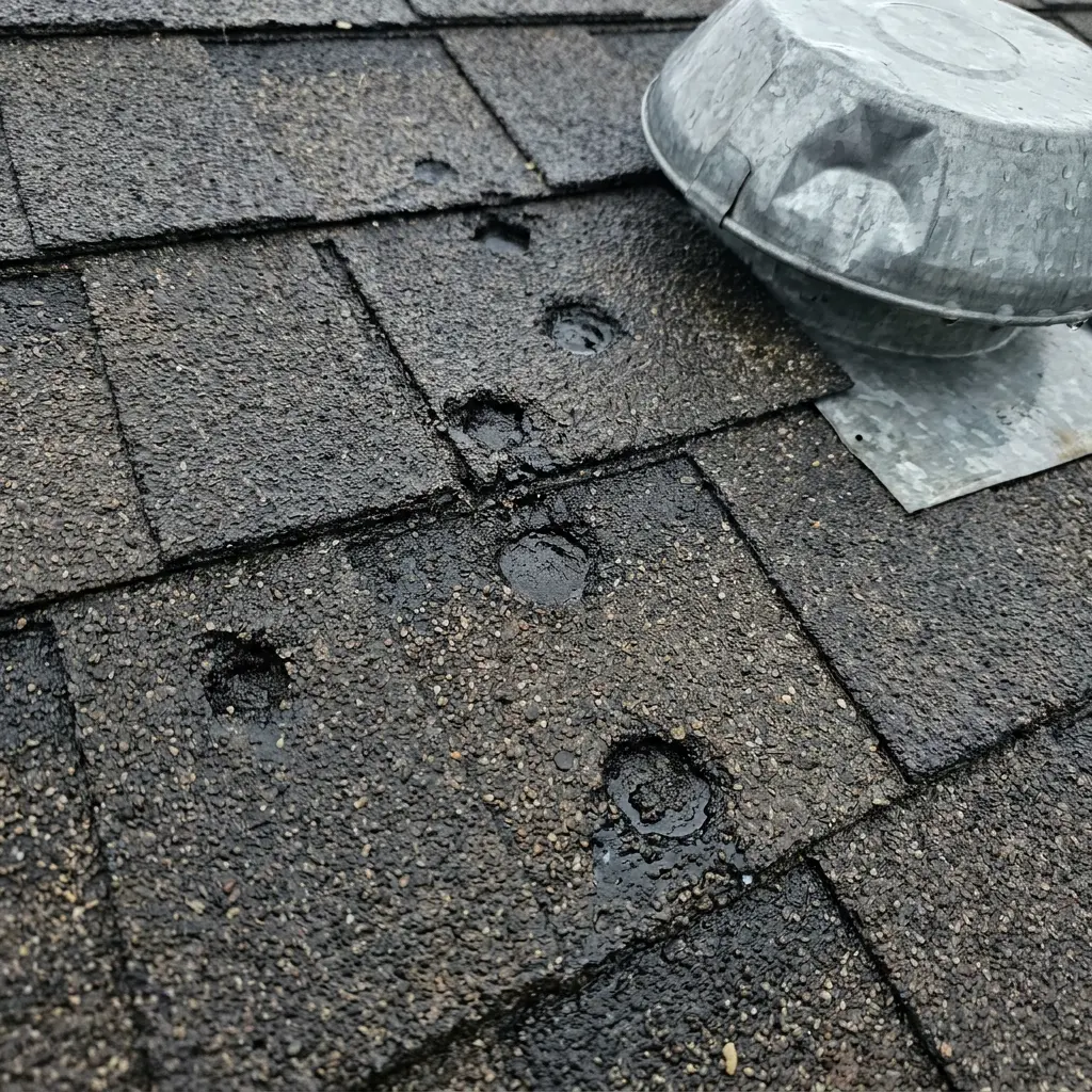 Hail damage on Asphalt Shingle