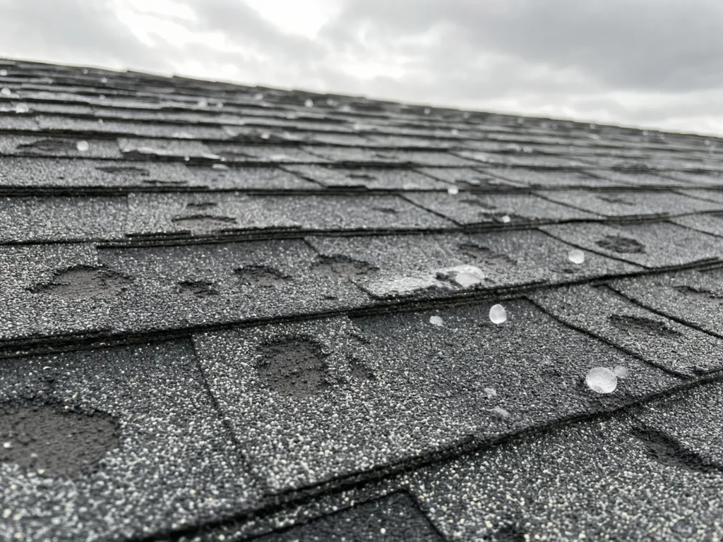 hail damage on asphalt shingles